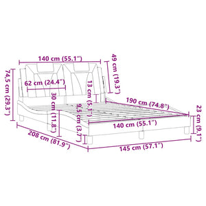 Σκελετός Κρεβατιού Viana Χωρίς Στρώμα Γκρι 140x190εκ. Συνθετικό Δέρμα