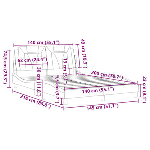Σκελετός Κρεβατιού Viana Χωρίς Στρώμα Γκρι 140x200 εκ. Συνθετικό Δέρμα