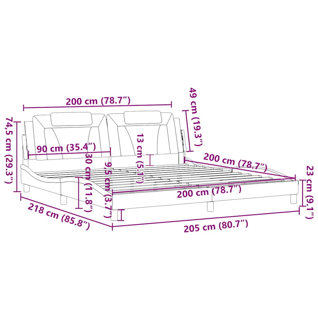 Σκελετός Κρεβατιού Viana Χωρίς Στρώμα Καφέ 200x200 εκ. Συνθετικό Δέρμα