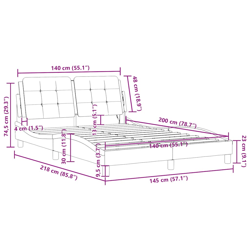 Σκελετός Κρεβατιού Χωρίς Στρώμα Zadar Καφέ 140x200 εκ. Συνθετικό Δέρμα