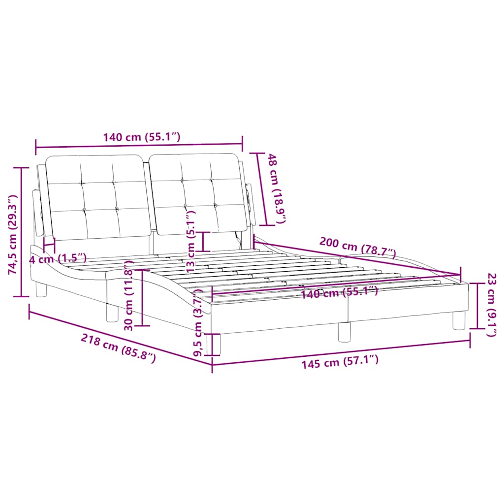 Σκελετός Κρεβατιού Χωρίς Στρώμα Zadar Καπουτσίνο 140x200εκ. Συνθ. Δέρμα - Pakobazaar