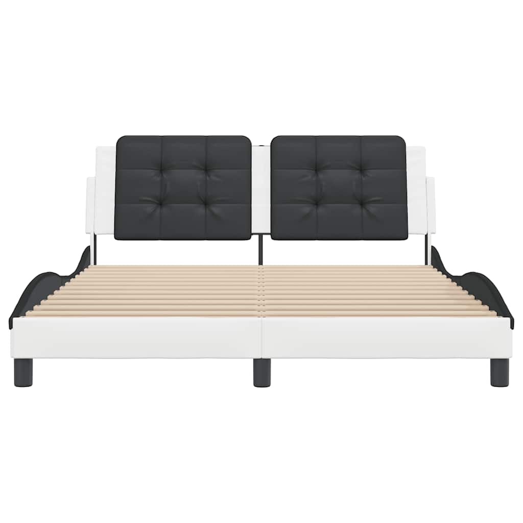 Σκελετός Κρεβατιού Χωρίς Στρώμα Zadar Λευκό/Μαύρο 160x200εκ Συνθ. Δέρμα