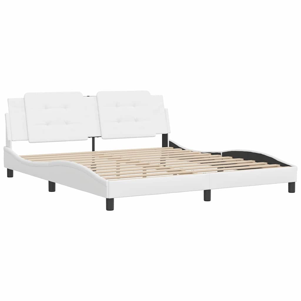 Σκελετός Κρεβατιού Χωρίς Στρώμα Zadar Λευκό 180x200 εκ. Συνθετικό Δέρμα