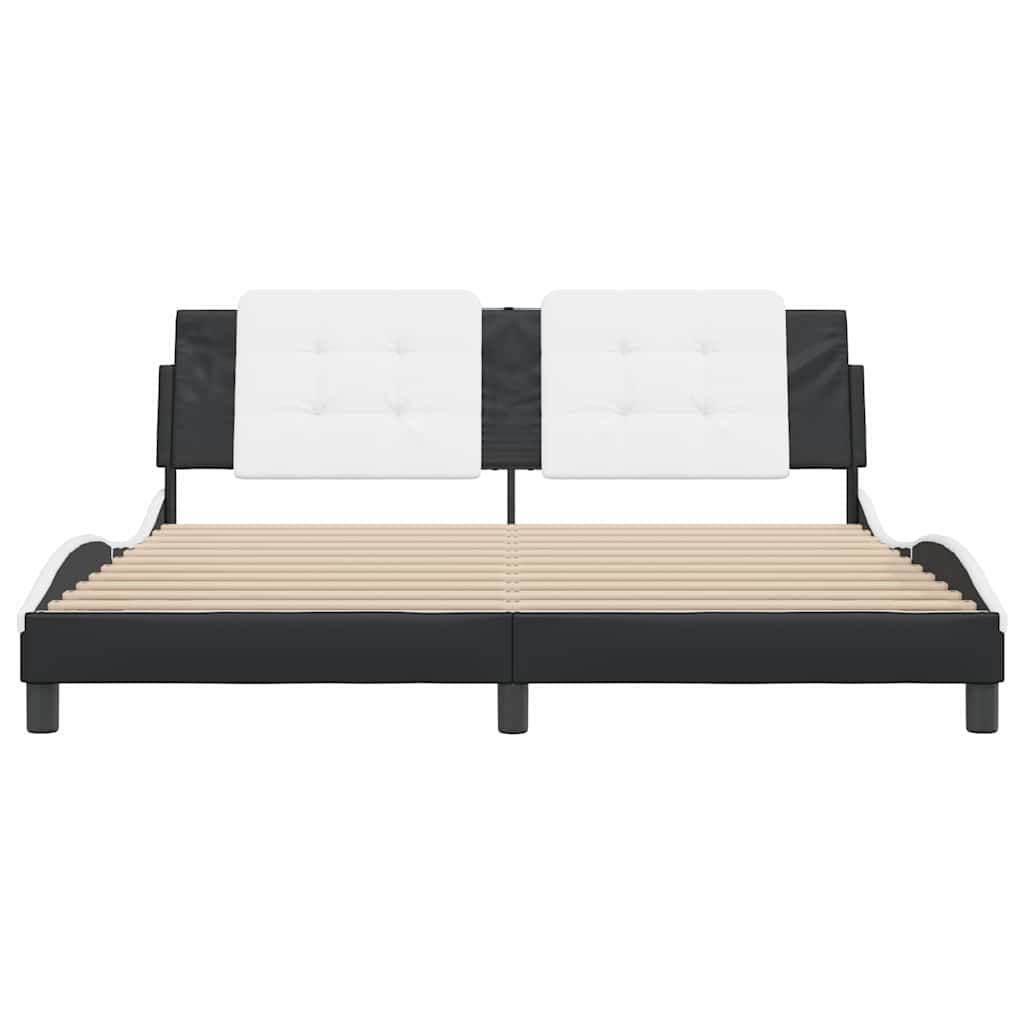 Σκελετός Κρεβατιού Χωρίς Στρώμα Zadar Μαύρο/Λευκό 180x200εκ.Συνθ. Δέρμα