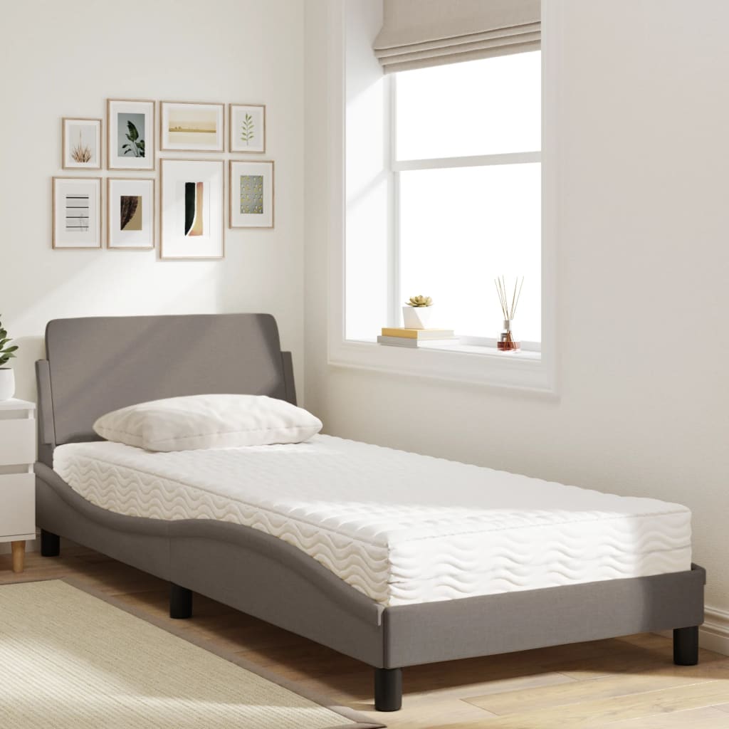 Κρεβάτι με Στρώμα Dover Taupe 80x200 εκ. Υφασμάτινο