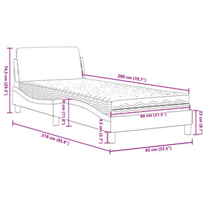 Κρεβάτι με Στρώμα Dover Taupe 80x200 εκ. Υφασμάτινο