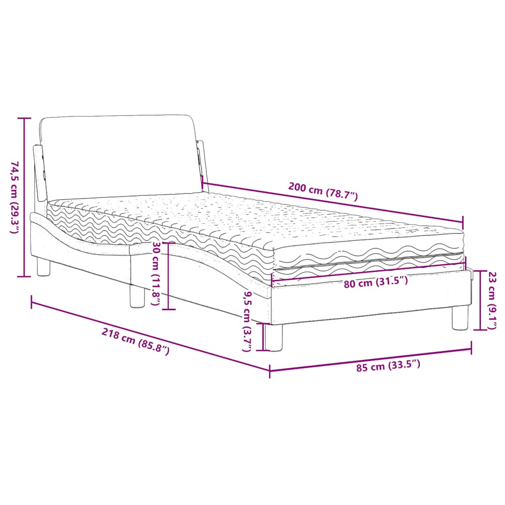 Κρεβάτι με Στρώμα Dover Σκούρο Πράσινο 80x200 εκ. Βελούδινο - Pakobazaar