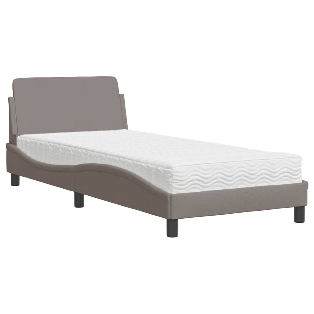 Κρεβάτι με Στρώμα Dover Taupe 90x200 εκ. Υφασμάτινο