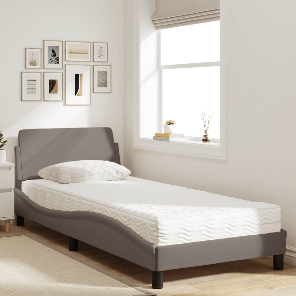 Κρεβάτι με Στρώμα Dover Taupe 90x200 εκ. Υφασμάτινο