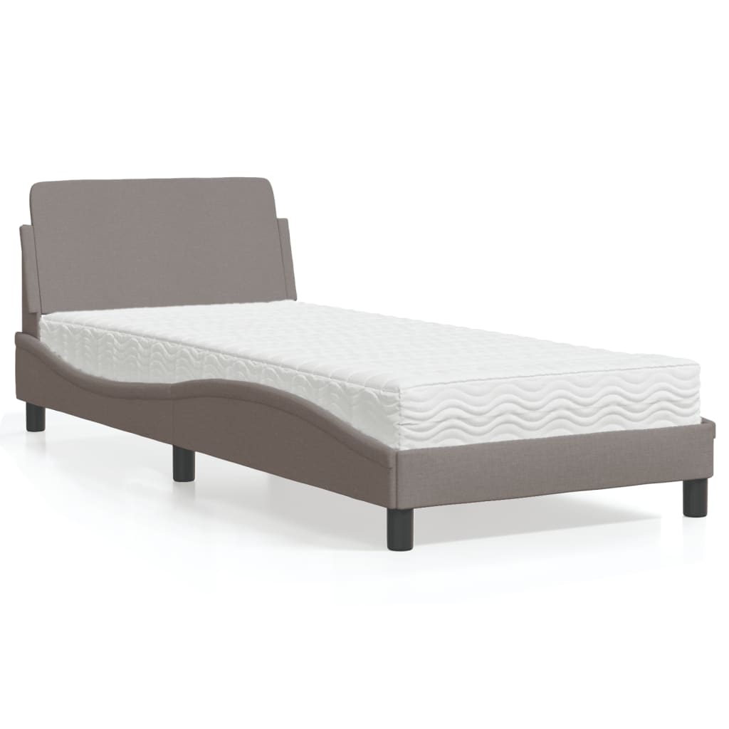 Κρεβάτι με Στρώμα Dover Taupe 90x200 εκ. Υφασμάτινο