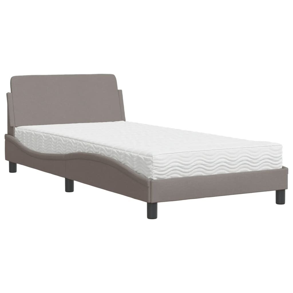 Κρεβάτι με Στρώμα Dover Taupe 100 x 200 εκ. Υφασμάτινο