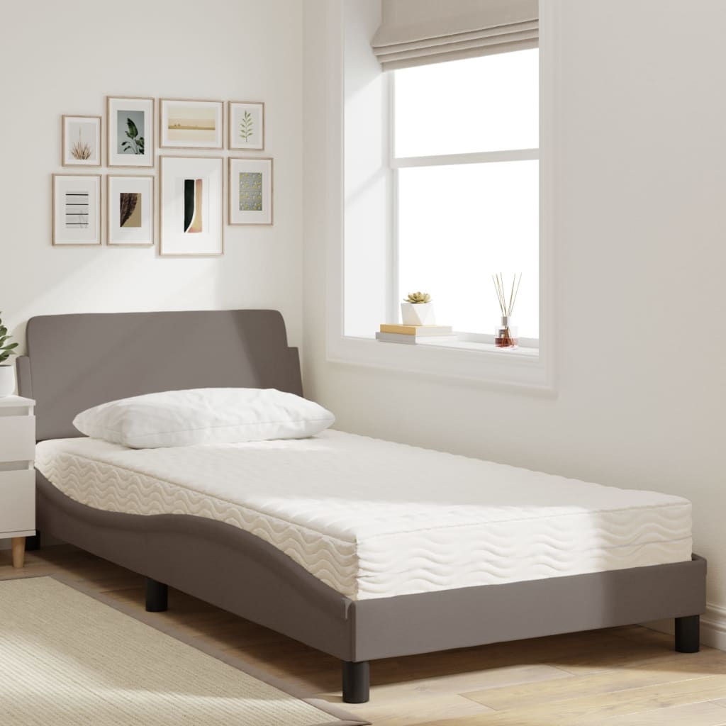 Κρεβάτι με Στρώμα Dover Taupe 100 x 200 εκ. Υφασμάτινο