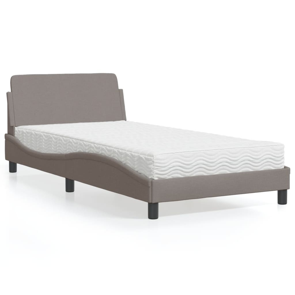 Κρεβάτι με Στρώμα Dover Taupe 100 x 200 εκ. Υφασμάτινο
