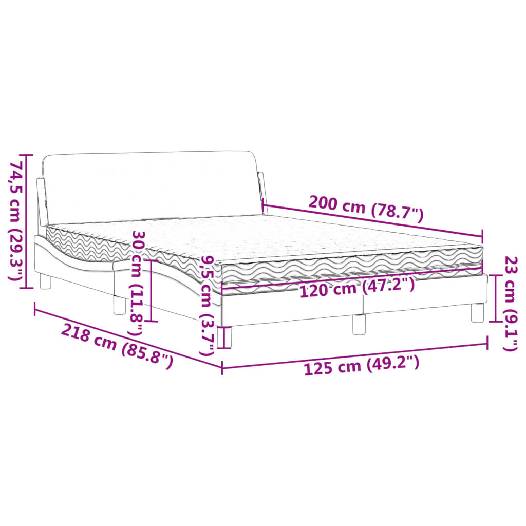 Κρεβάτι με Στρώμα Dover Taupe 120x200 εκ. Υφασμάτινο