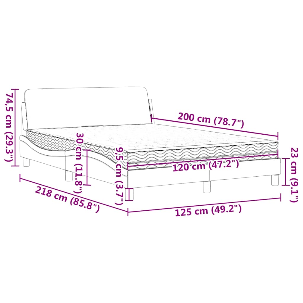 Κρεβάτι με Στρώμα Dover Σκούρο Πράσινο 120x200εκ. Βελούδινο