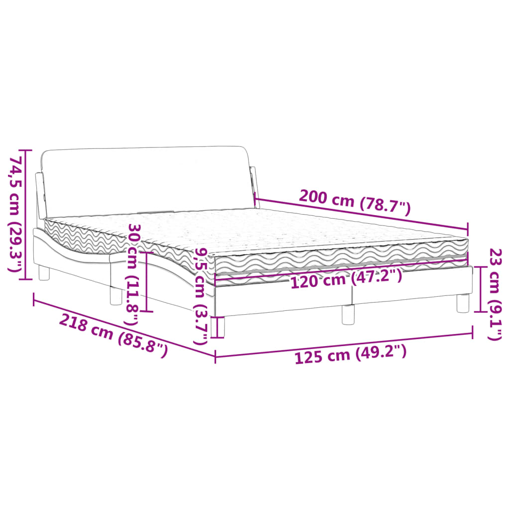 Κρεβάτι με Στρώμα Dover Ροζ 120x200 εκ. Βελούδινο