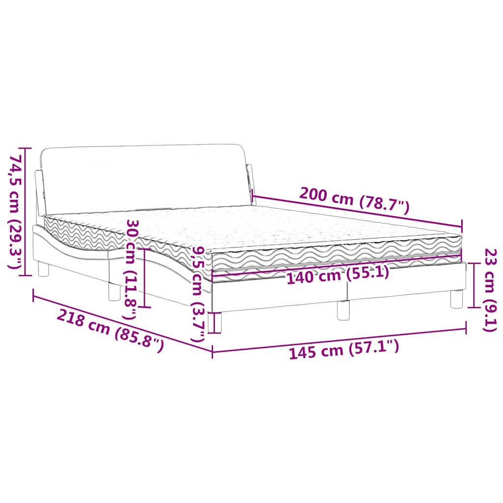 Κρεβάτι με Στρώμα Dover Σκούρο Πράσινο 140x200εκ. Βελούδινο