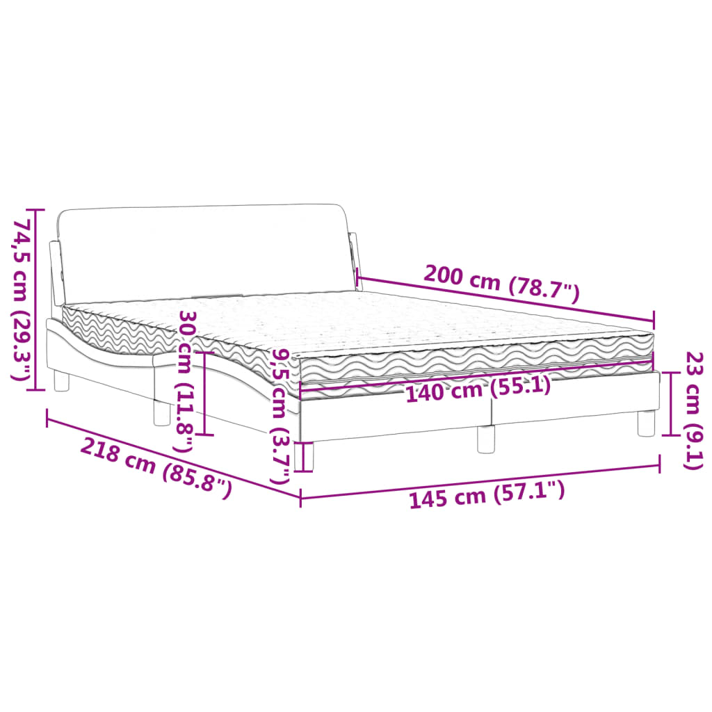 Κρεβάτι με Στρώμα Dover Ροζ 140x200 εκ. Βελούδινο