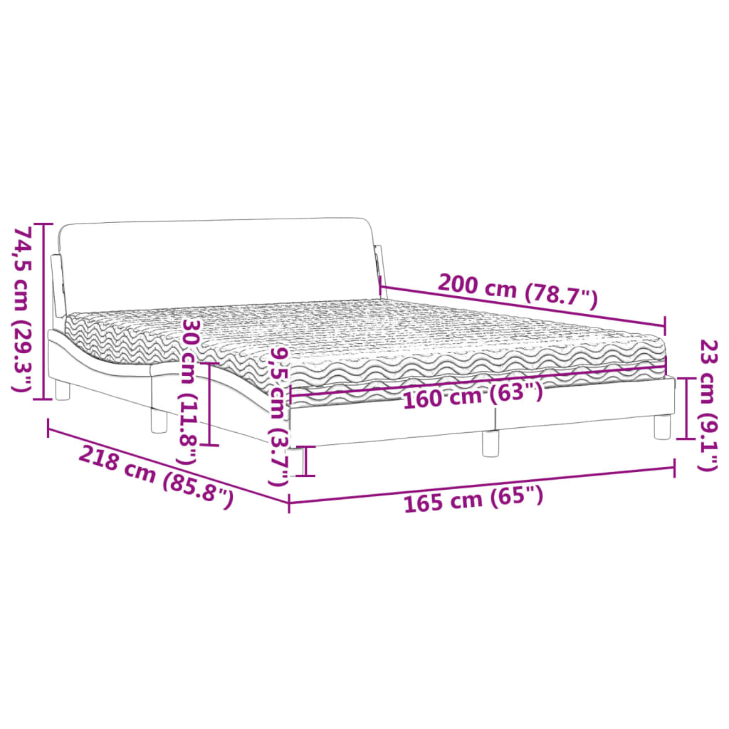 Κρεβάτι με Στρώμα Dover Σκούρο Γκρι 160x200 εκ Υφασμάτινο