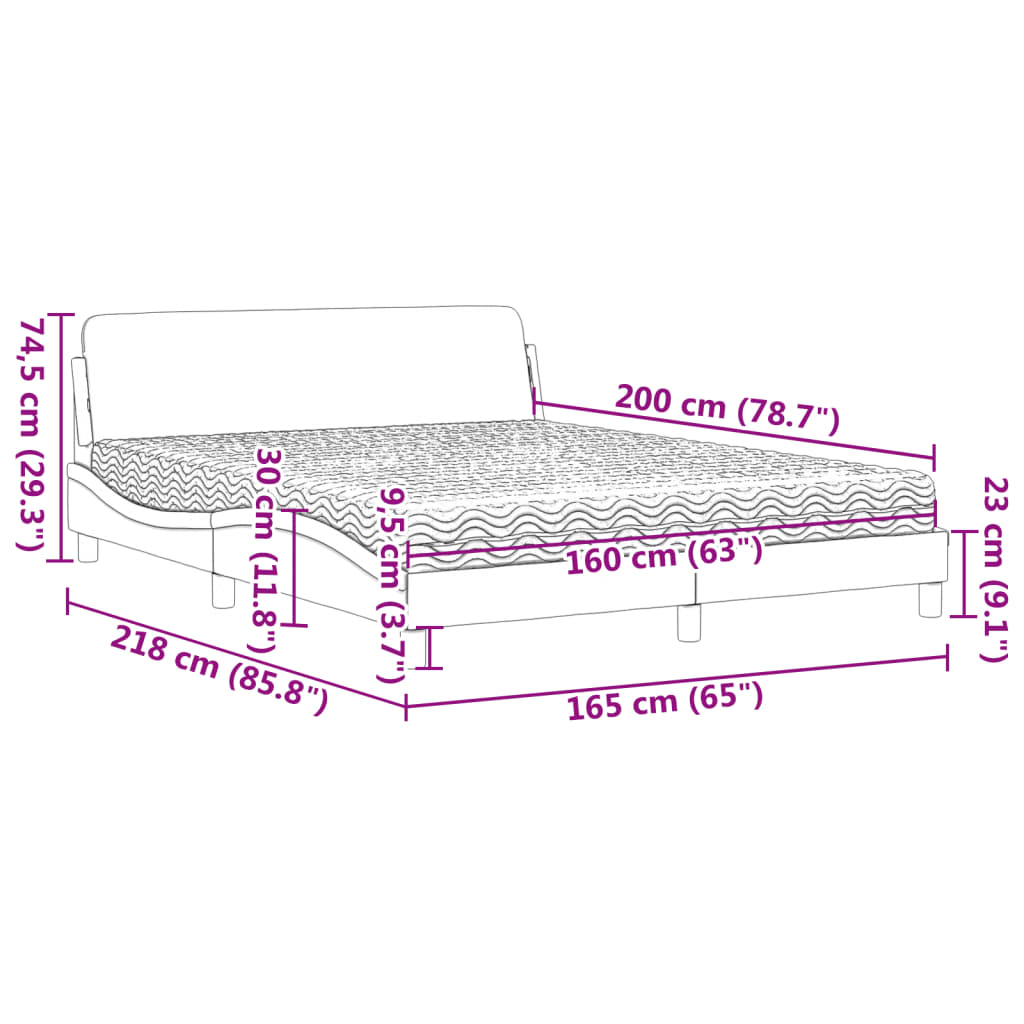 Κρεβάτι με Στρώμα Dover Κρεμ 160x200 εκ. Υφασμάτινο