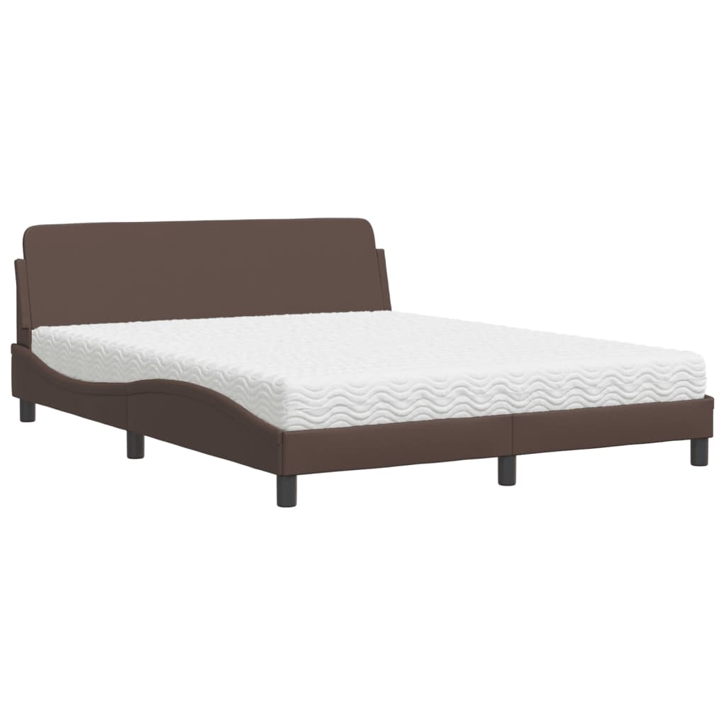 Κρεβάτι με Στρώμα Dover Καφέ 160x200εκ. από Συνθετικό Δέρμα