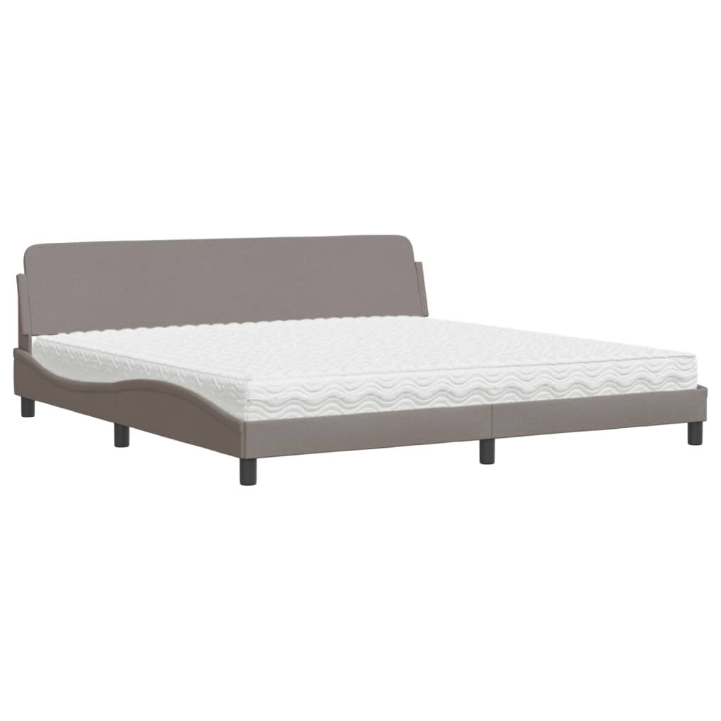 Κρεβάτι με Στρώμα Dover Taupe 200x200 εκ. Υφασμάτινο