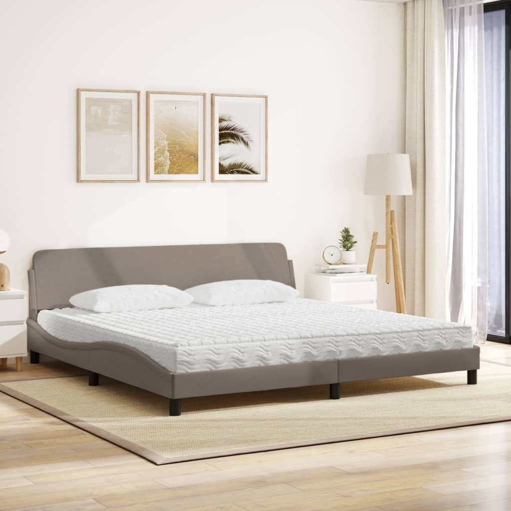 Κρεβάτι με Στρώμα Dover Taupe 200x200 εκ. Υφασμάτινο