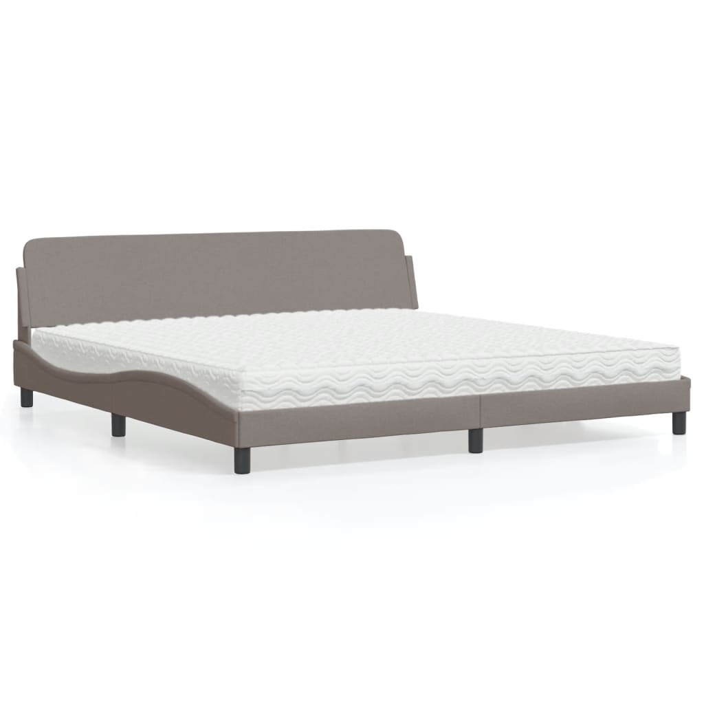 Κρεβάτι με Στρώμα Dover Taupe 200x200 εκ. Υφασμάτινο