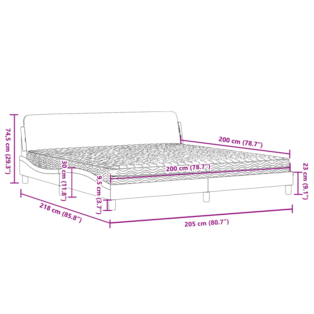 Κρεβάτι με Στρώμα Dover Κρεμ 200x200 εκ. Υφασμάτινο
