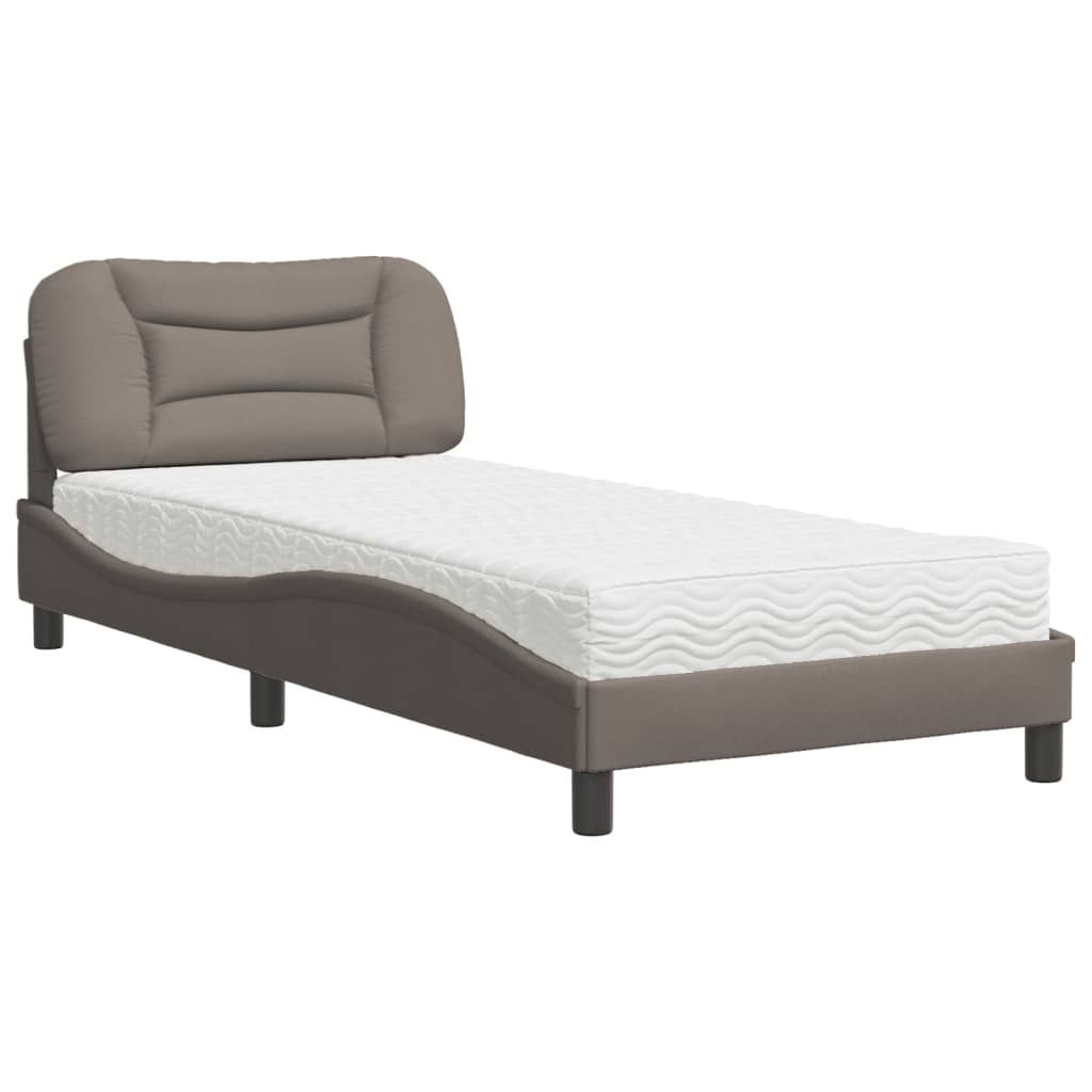 Κρεβάτι με Στρώμα Hvar Taupe 90x200 εκ. Υφασμάτινο