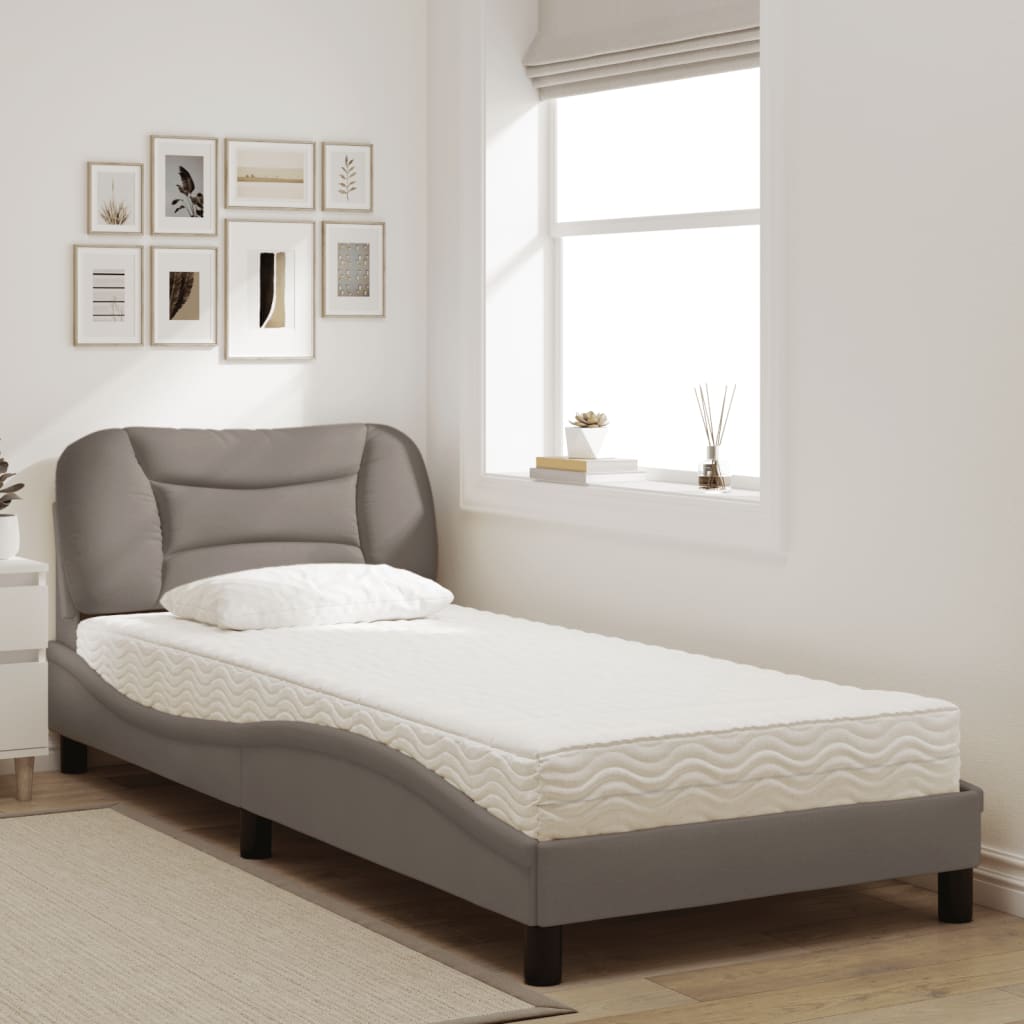 Κρεβάτι με Στρώμα Hvar Taupe 90x200 εκ. Υφασμάτινο