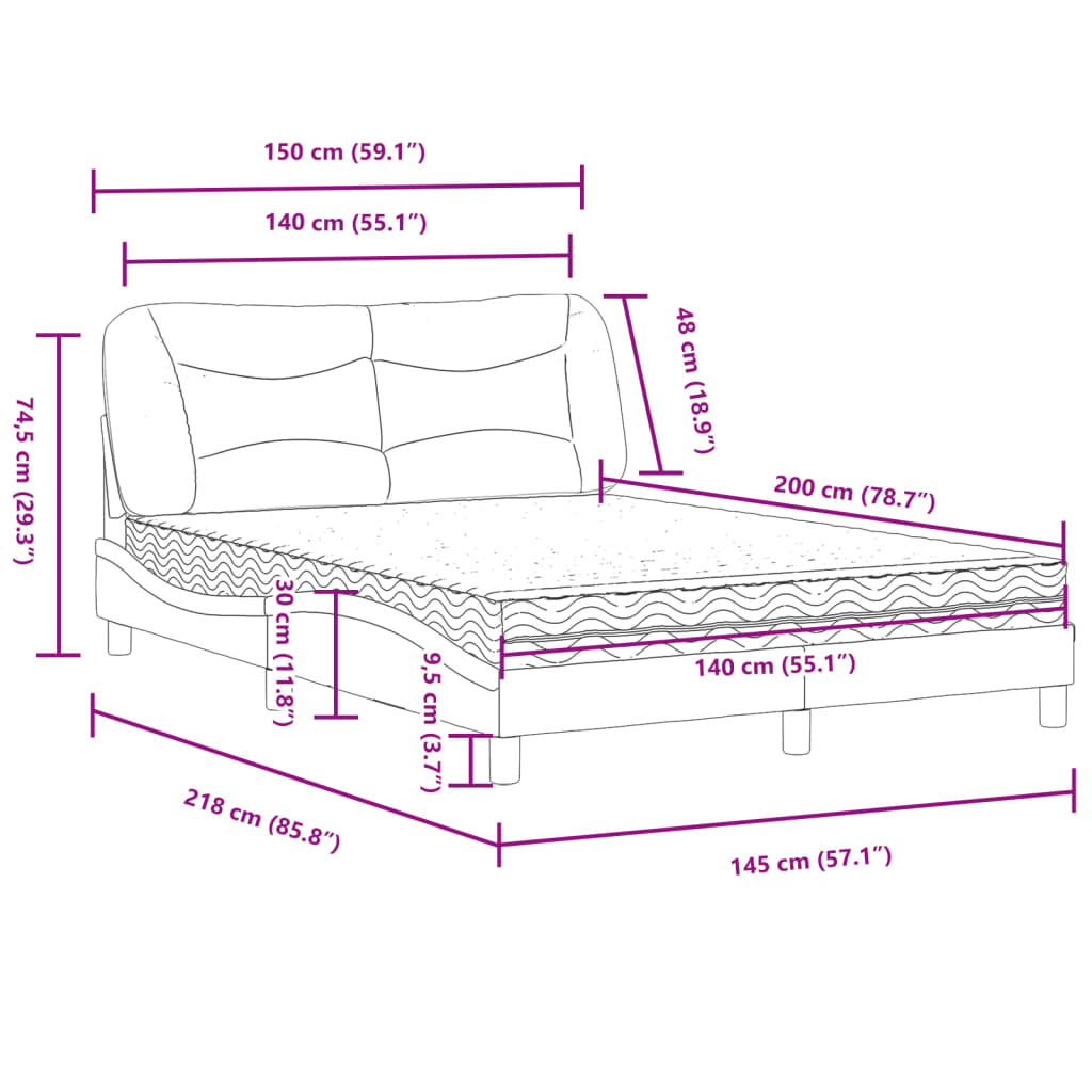 Κρεβάτι με Στρώμα Hvar Taupe 140x200 εκ. Υφασμάτινο