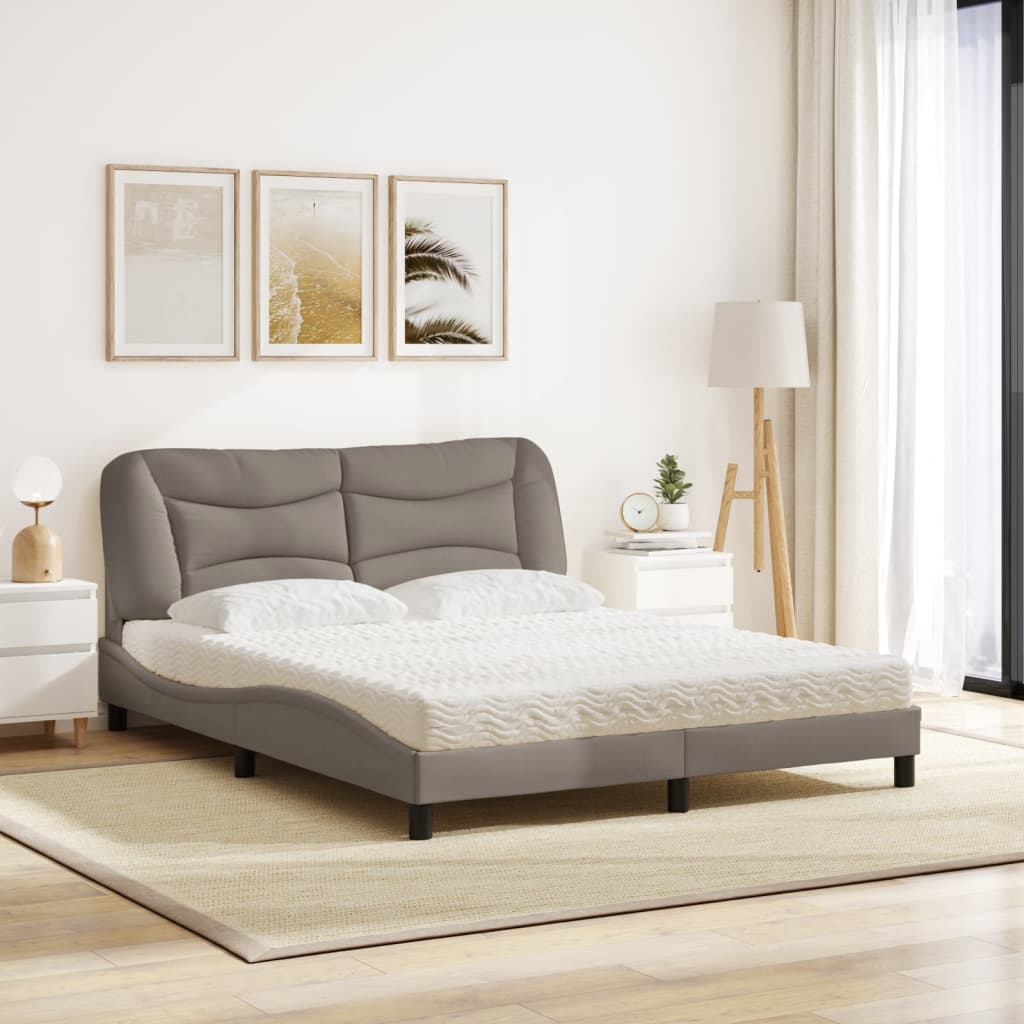 Κρεβάτι με Στρώμα Hvar Taupe 160x200 εκ. Υφασμάτινο