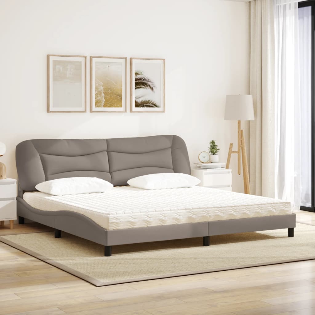 Κρεβάτι με Στρώμα Hvar Taupe 200x200 εκ. Υφασμάτινο