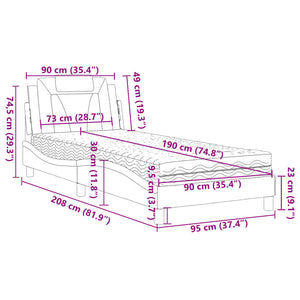 Κρεβάτι Viana με Στρώμα Γκρι 90x190 εκ. από Συνθετικό Δέρμα