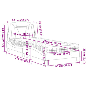 Κρεβάτι Viana με Στρώμα Γκρι 90x200 εκ. από Συνθετικό Δέρμα