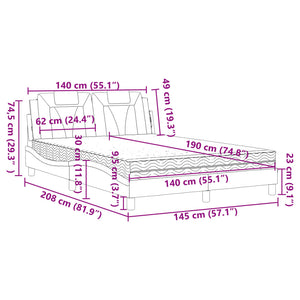 Κρεβάτι Viana με Στρώμα Μαύρο/Λευκό 140x190 εκ. από Συνθετικό Δέρμα
