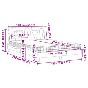 Κρεβάτι Viana με Στρώμα Μαύρο/Λευκό 140x200 εκ. από Συνθετικό Δέρμα
