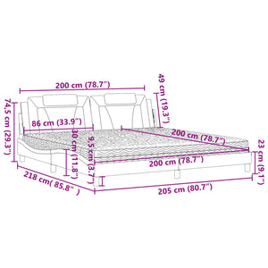 Κρεβάτι Viana με Στρώμα Μαύρο 200x200 εκ. Συνθετικό Δέρμα