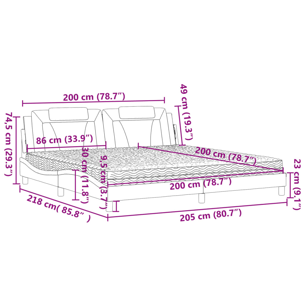 Κρεβάτι Viana με Στρώμα Καφέ 200x200 εκ. Συνθετικό Δέρμα