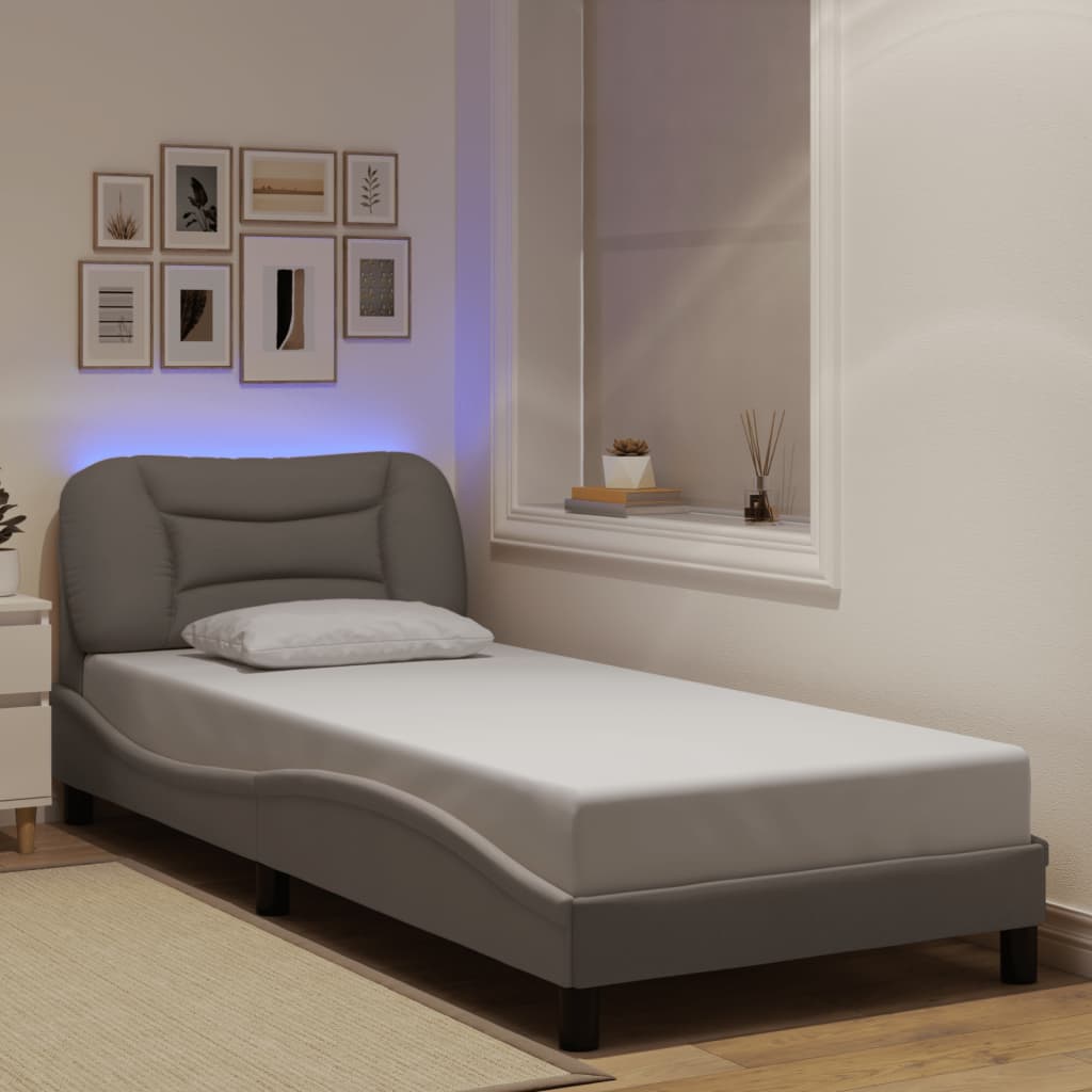 Πλαίσιο κρεβατιού με LED χωρίς στρώμα Hvar Taupe 80x200 εκ. Υφασμάτινο