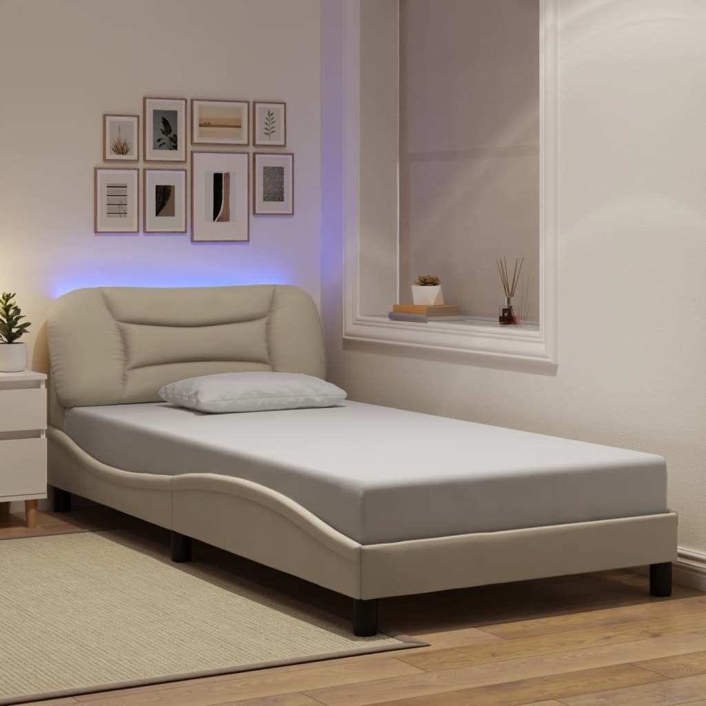 Σκελετός Κρεβατιού με LED Χωρίς Στρώμα Hvar Κρεμ 100 x 200 εκ.