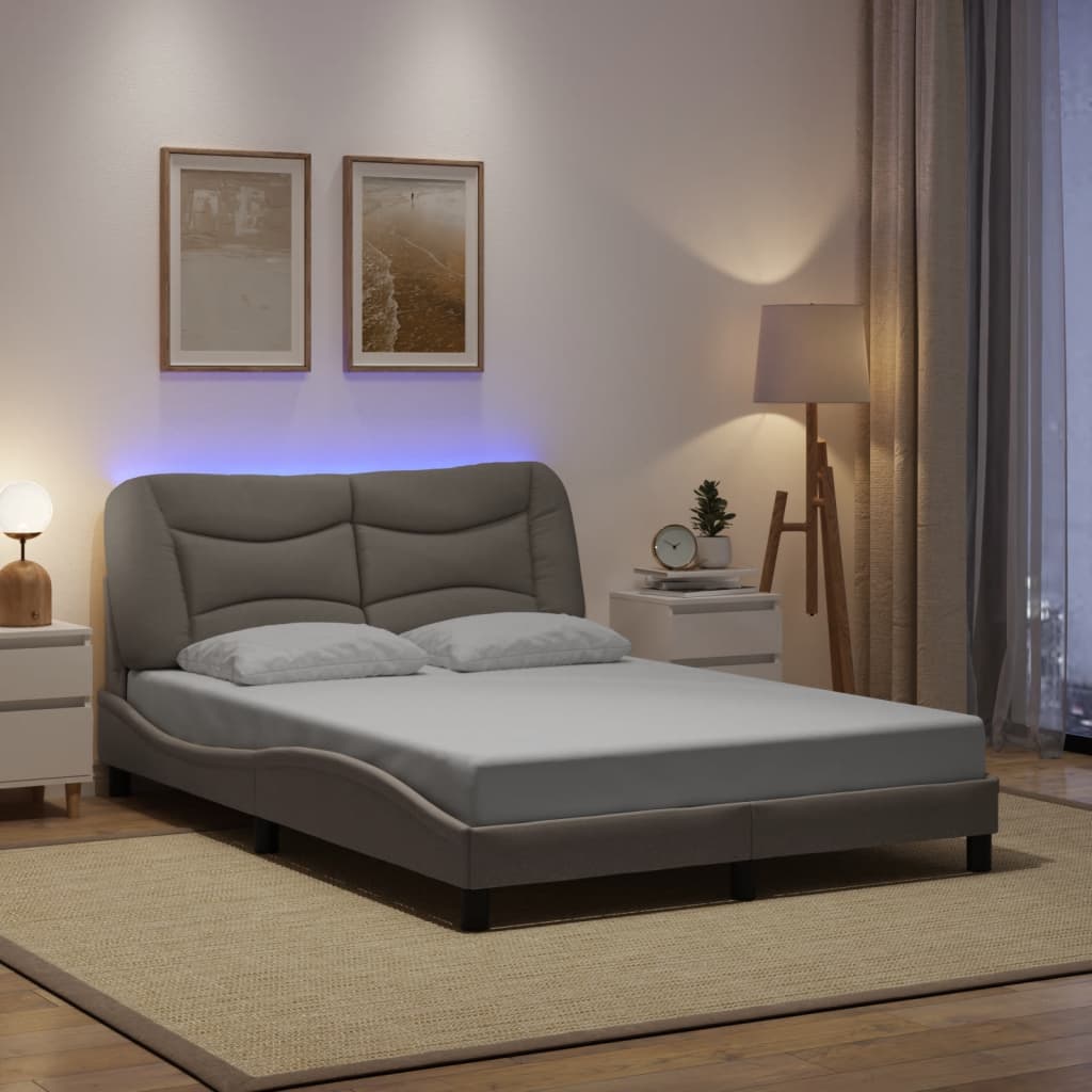 Σκελετός Κρεβατιού με LED Χωρίς Στρώμα Hvar Taupe 140x200 εκ.