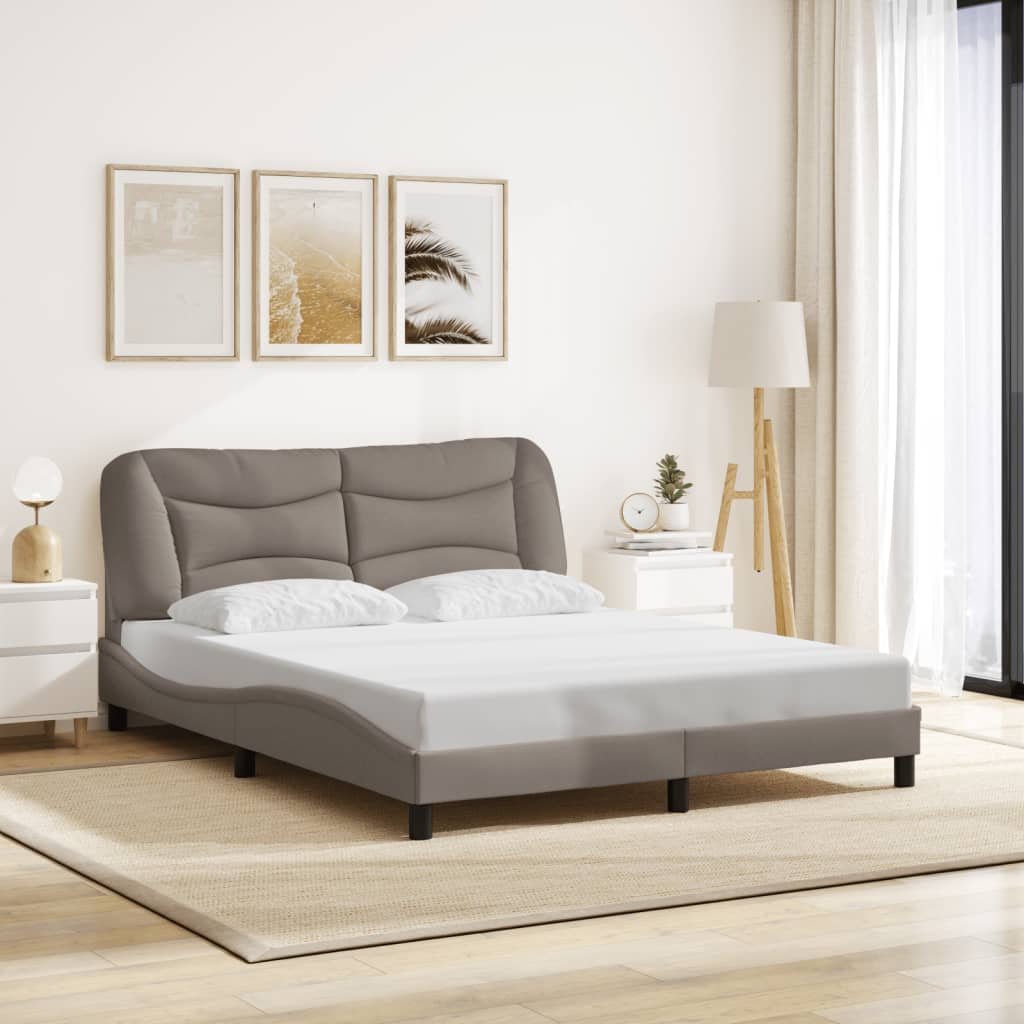 Πλαίσιο κρεβατιού με LED χωρίς στρώμα Hvar Taupe 160x200 cm Ύφασμα