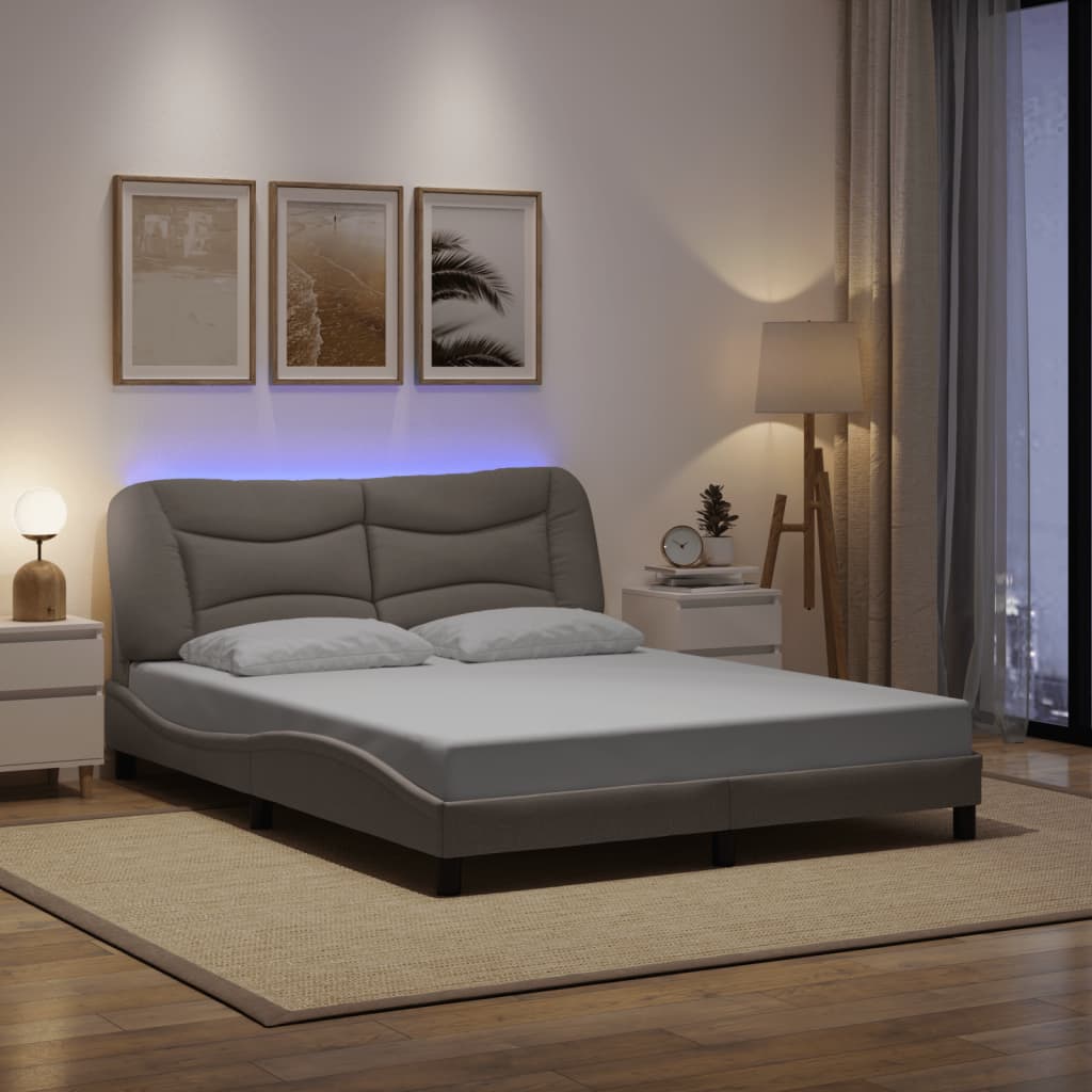 Πλαίσιο κρεβατιού με LED χωρίς στρώμα Hvar Taupe 160x200 cm Ύφασμα