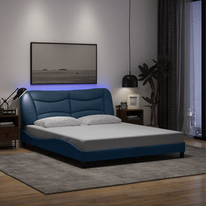 Πλαίσιο κρεβατιού με LED χωρίς στρώμα Hvar Μπλε 160x200 εκ. Υφασμάτινο