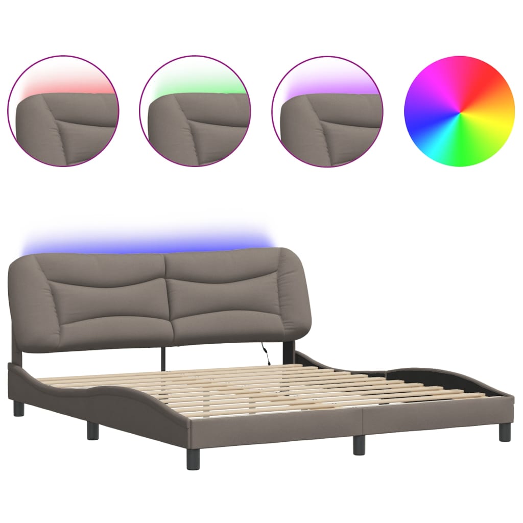 Πλαίσιο κρεβατιού με LED χωρίς στρώμα Hvar Taupe 180x200 cm Ύφασμα