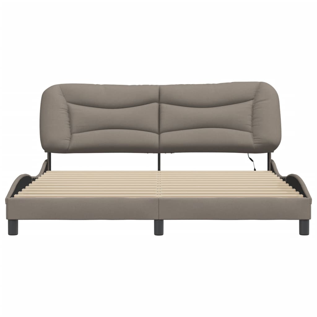 Πλαίσιο κρεβατιού με LED χωρίς στρώμα Hvar Taupe 180x200 cm Ύφασμα