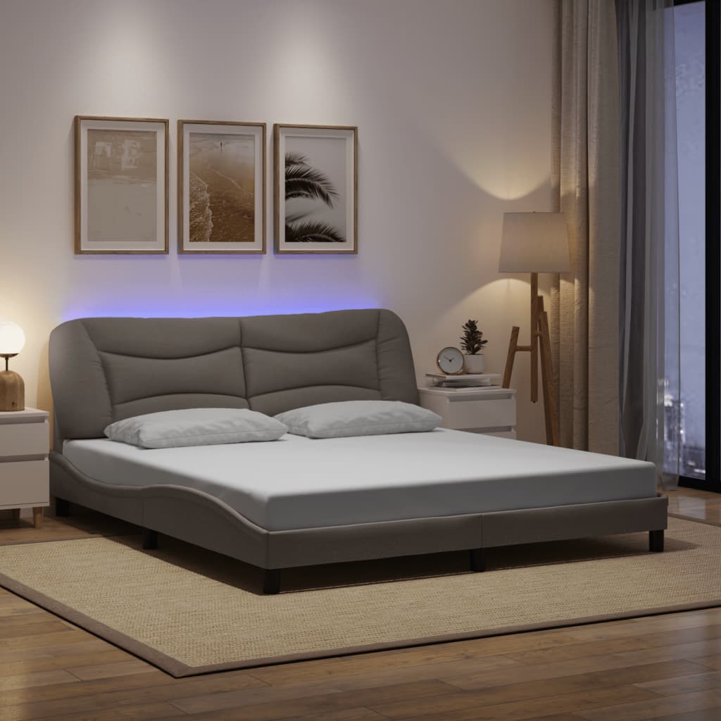 Πλαίσιο κρεβατιού με LED χωρίς στρώμα Hvar Taupe 180x200 cm Ύφασμα