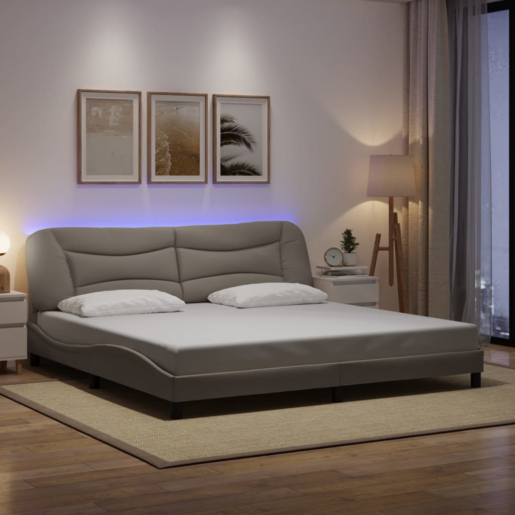 Πλαίσιο κρεβατιού με LED χωρίς στρώμα Hvar Taupe 200x200 εκ. Υφασμάτινο